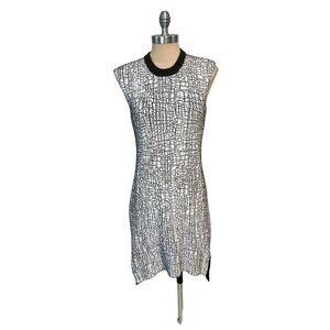Balenciaga Runway Cracked Black White Dress Wool Cashmere 42 US M 8 10